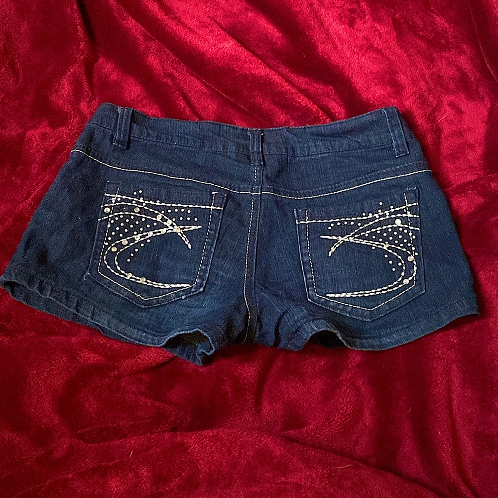 dark blue rhinestone shorts